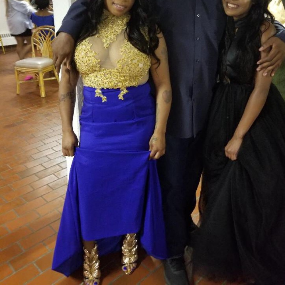Royal blue and gold dress